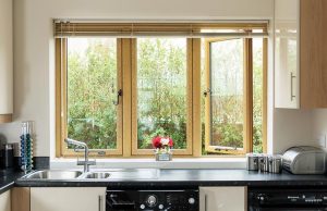 Irish Oak uPVC Flush Sash Windows in kitchen