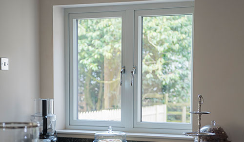 white uPVC interior casement window
